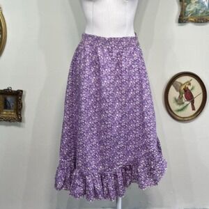 Vintage Joe Benbasset Purple Floral Ruffle Midi Skirt Fairycore Cottagecore